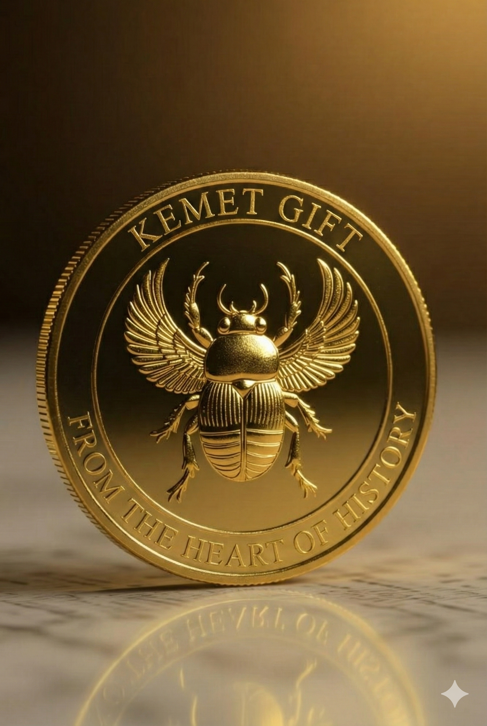 Dramatic view of the E1 Winged Scarab Coin